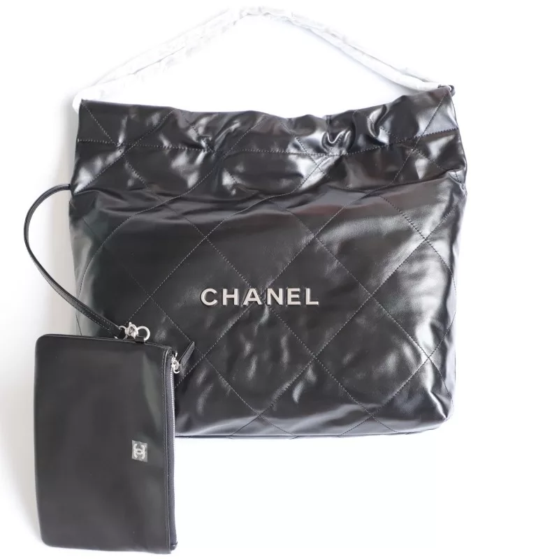 CHANEL 22sbag Letter Bag Shopping Bag Garbage Bag Black medium 39x42x8cm