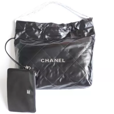 CHANEL 22sbag Letter Bag Shopping Bag Garbage Bag Black medium 39x42x8cm