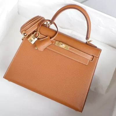 C37 GOLD Epsom Kelly 25 Sellier With Ghw