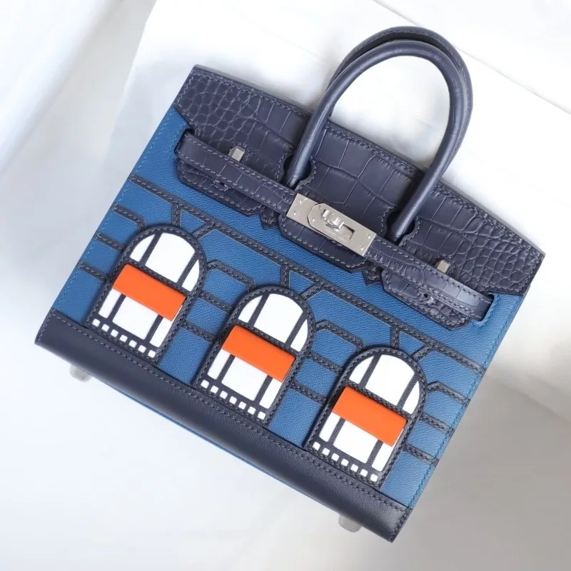 Herm&egrave;s Night Sac Faubourg Birkin 20 Bleu Marine Matte Alligator Palladium Hardware