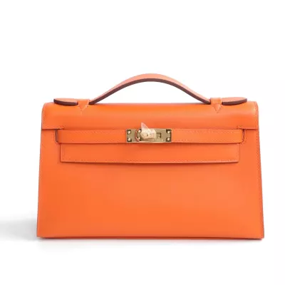 93 Orange Swift Kelly Pochette GHW