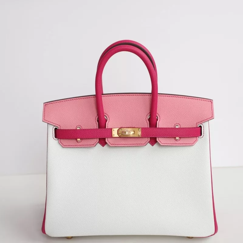 Blanc & 1Q Rose Confetti & 0D Rose Mexico Epsom Birkin 25 with Brushed GHW