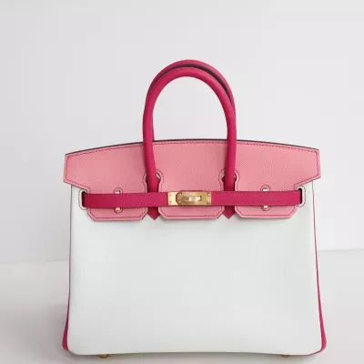 Blanc & 1Q Rose Confetti & 0D Rose Mexico Epsom Birkin 25 with Brushed GHW