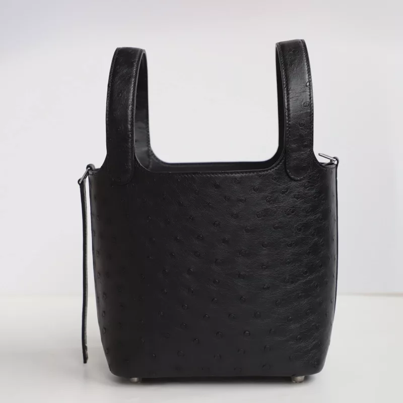 CK89 Noir ostrich Picotin Lock 18 With&nbsp;PHW