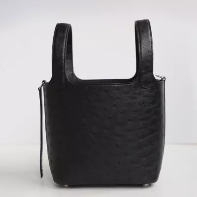 CK89 Noir ostrich Picotin Lock 18 With&nbsp;PHW