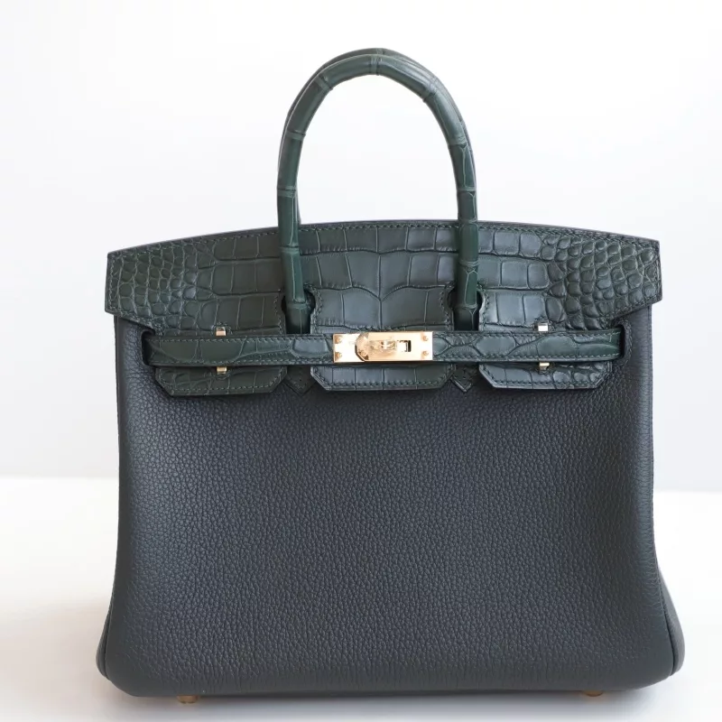6O Vert Cypres Togo & Matt Aligator Crocodile Birkin 25 Touch