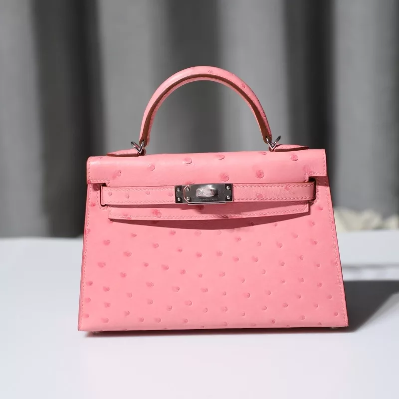5P Bubblegum Ostrich Kelly Mini With PHW