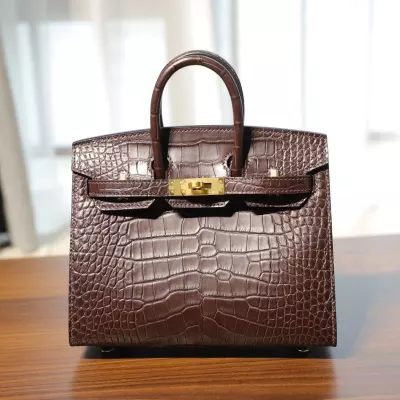 birkin 20  Havane aligator matte crocodile with ghw