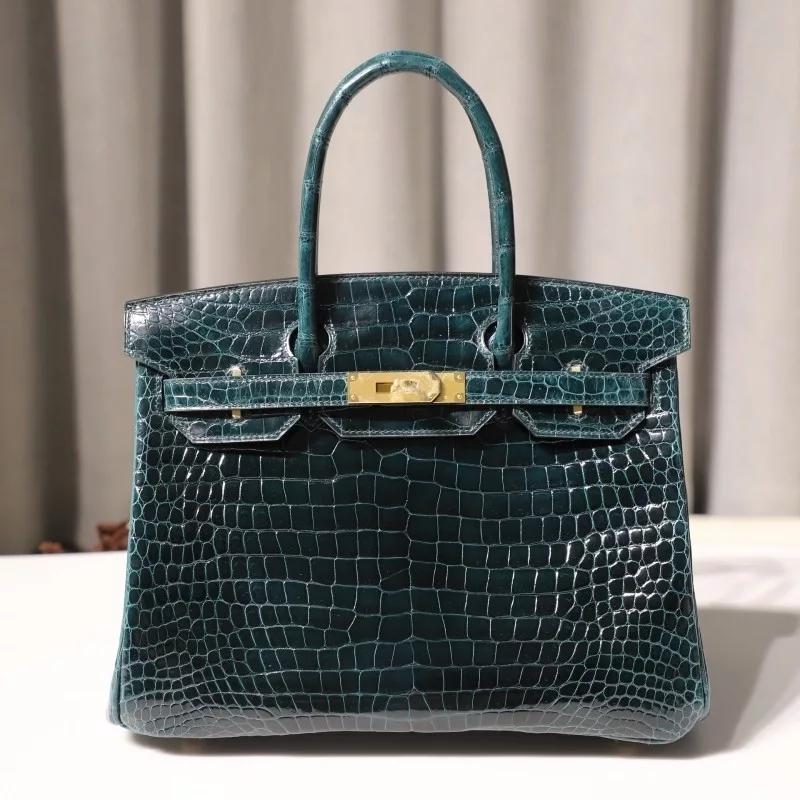 V0 vert rousseau Shiny Porosus Crocodile birkin 30 with ghw