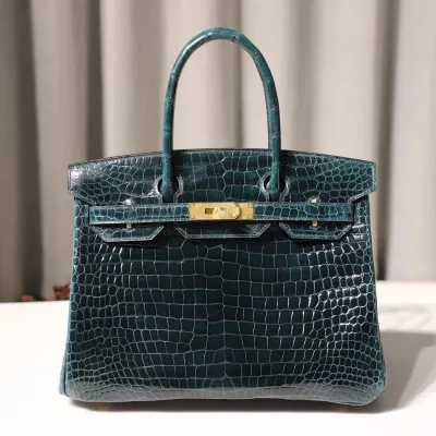 V0 vert rousseau Shiny Porosus Crocodile birkin 30 with ghw