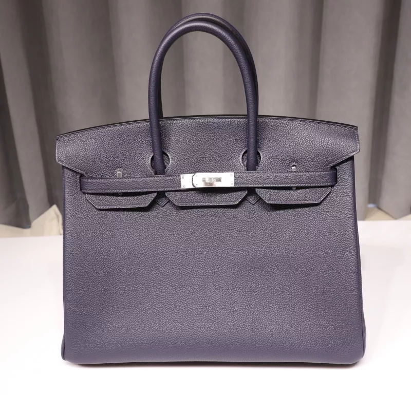 2Z blue nuit & 0G rouge sellier interior TOGO Birkin 35 With Brushed PHW
