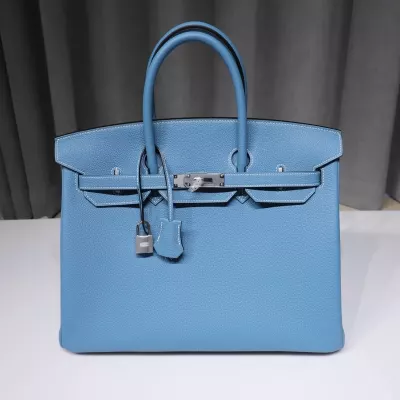 blue jean togo and white interior birkin 35 with phw