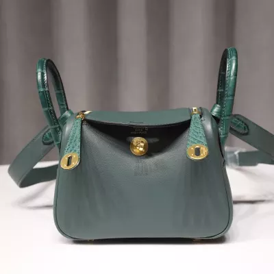 6O Vert Cypres swift and matte alligator mini lindy with ghw