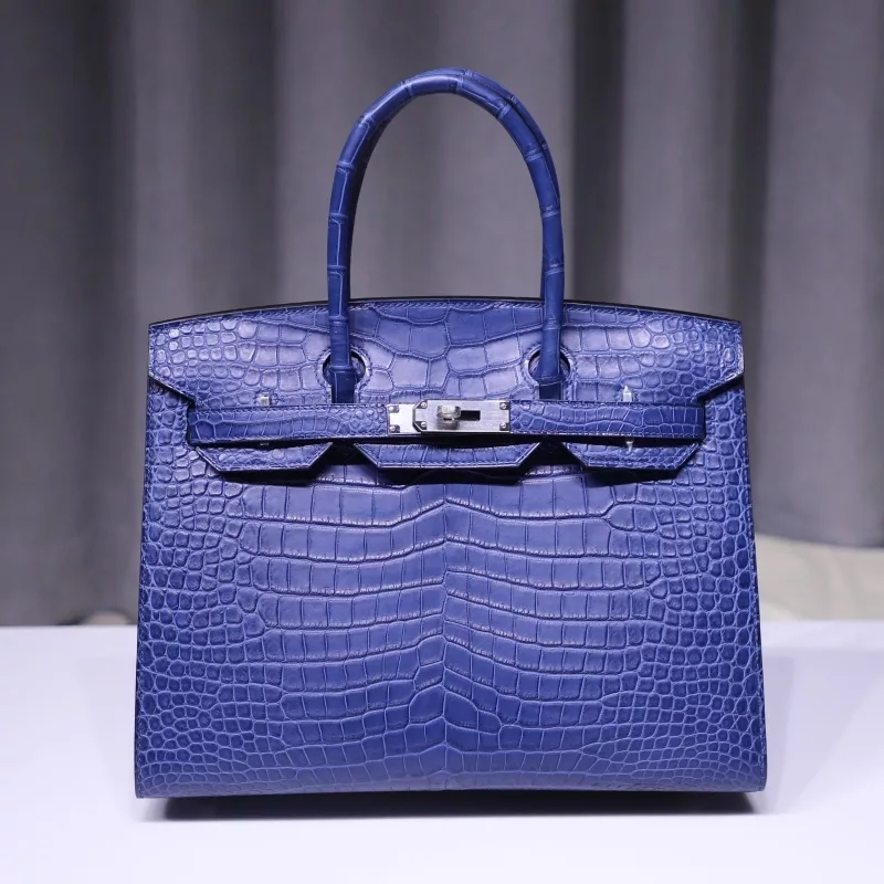 Limited Edition Birkin 30 sellier Indigo Aizome Matte Porosus Crocodile with Palladium Hardware
