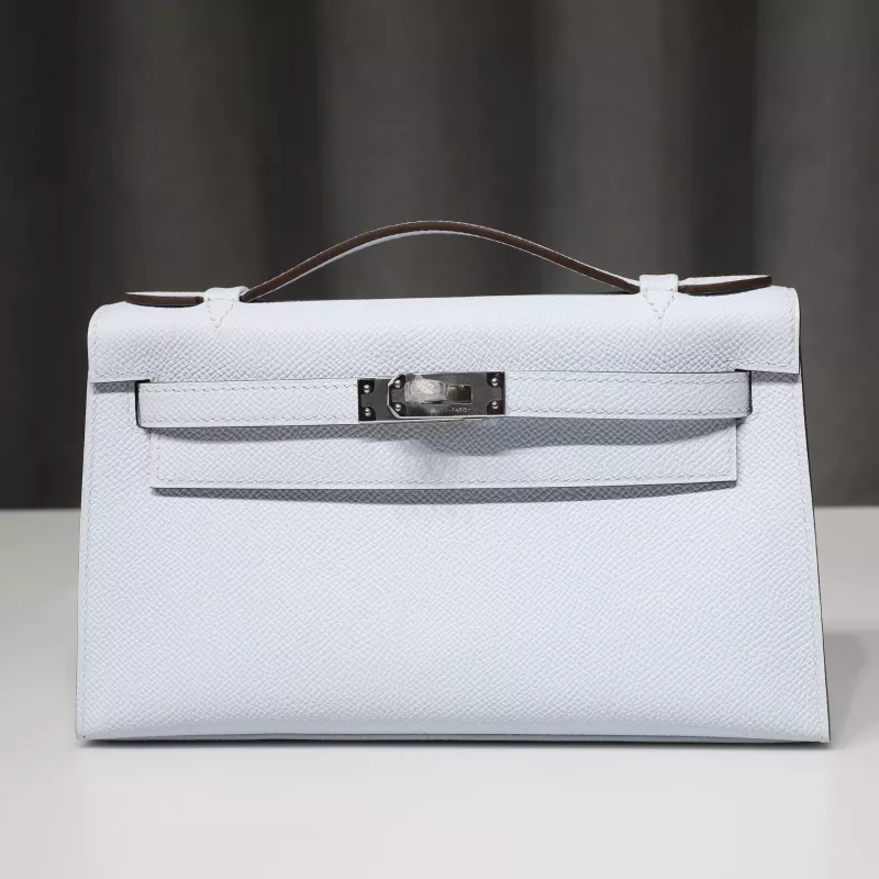 blue brume epsom kelly pochette with phw