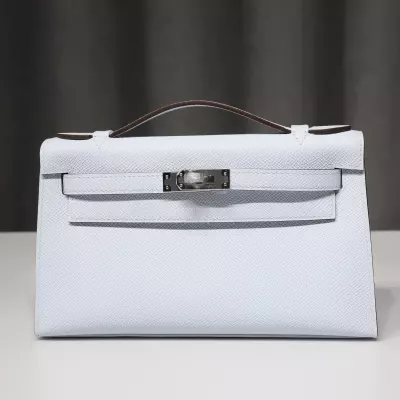 blue brume epsom kelly pochette with phw