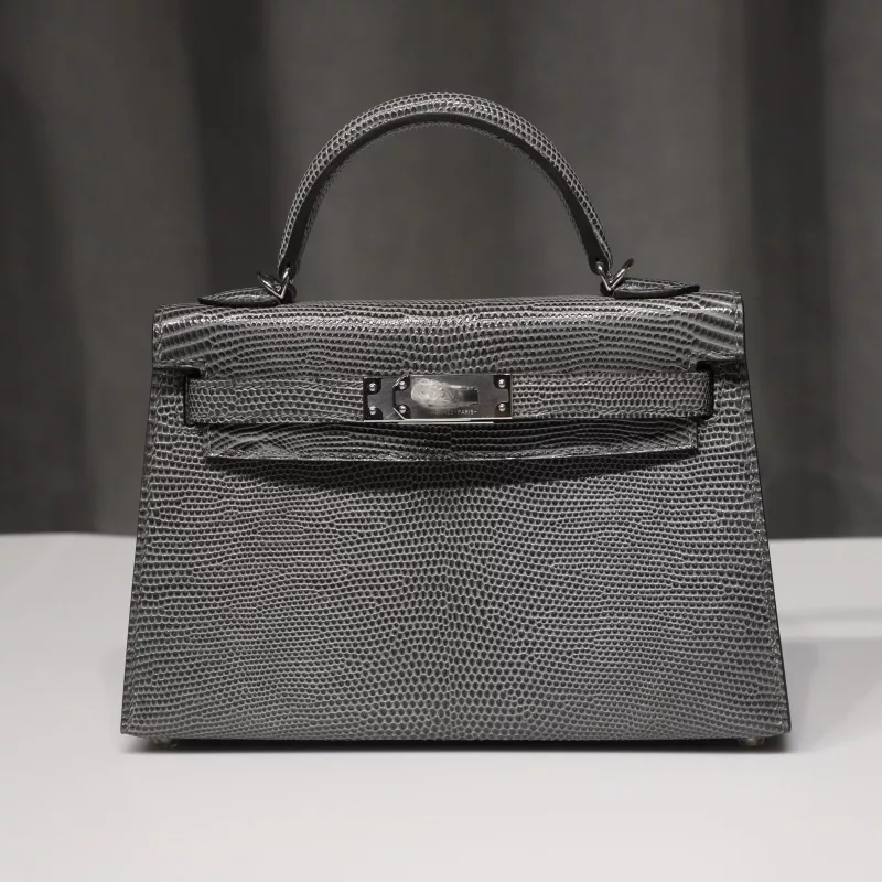 gris fonce lizard kelly mini II with phw