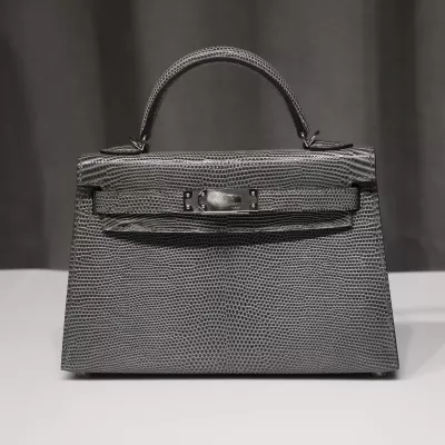 gris fonce lizard kelly mini II with phw