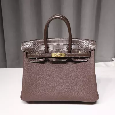 rouge sellier togo and matte aligator crocodile birkin 25 touch with ghw