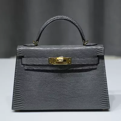 Gris fonce lizard &amp; 5R Rose Shocking interior Kelly mini II with GHW