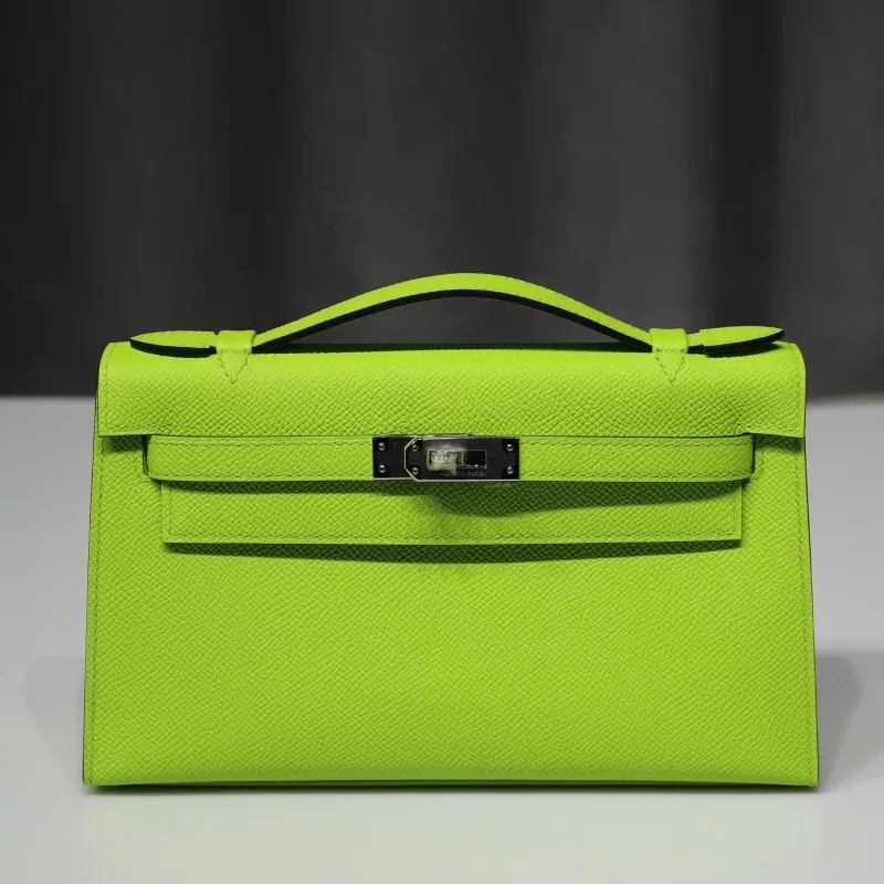 6R Kiwi Epsom Kelly Pochette With Phw