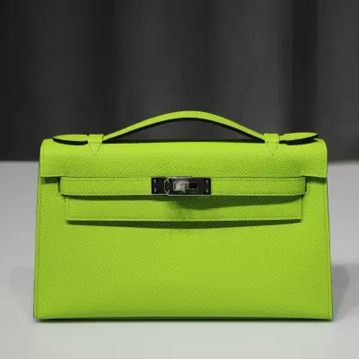 6R Kiwi Epsom Kelly Pochette With Phw
