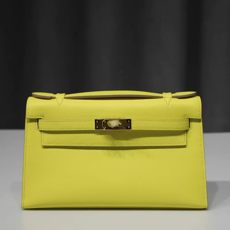 9R lime Swift Kelly Pochette With GHW