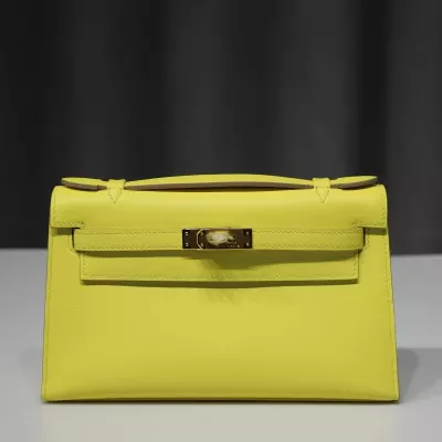 9R lime Swift Kelly Pochette With GHW