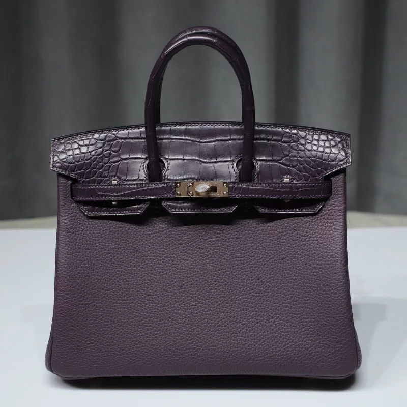 Ck59 Raisin Matt alligator Crocodile & Togo Birkin 25 Touch Rose GHW