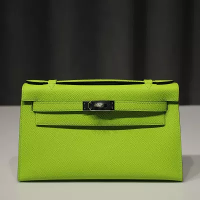 6R Kiwi Epsom Kelly pochette with Phw