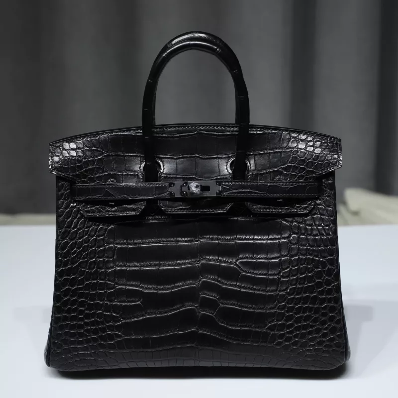 CK89 Nior Matt Aligator Crocodile Birkin 25 So Black Hardware