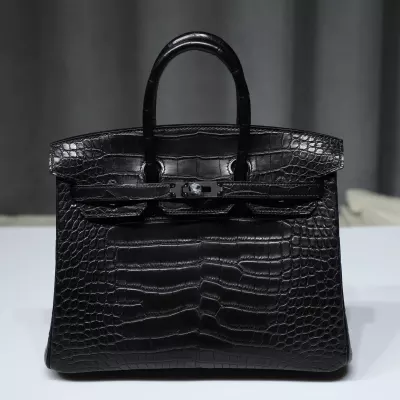 CK89 Nior Matt Aligator Crocodile Birkin 25 So Black Hardware
