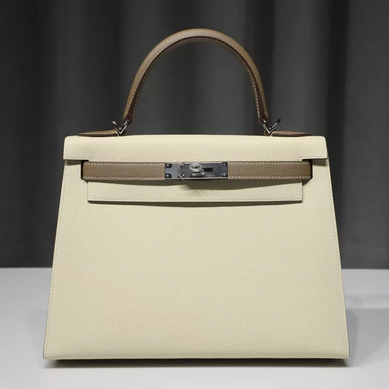 C10 Craie & CK18 etoupe Epsom Hermes Kelly 28 With PHW
