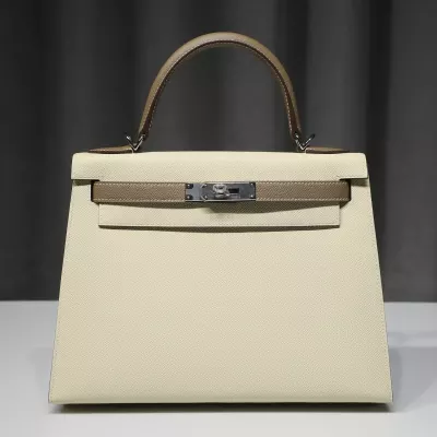 C10 Craie & CK18 etoupe Epsom Hermes Kelly 28 With PHW
