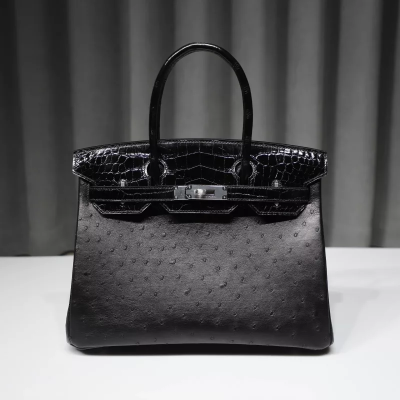 CK89 Nior Ostrich Birkin 30 Shiny Alligator Touch With Phw