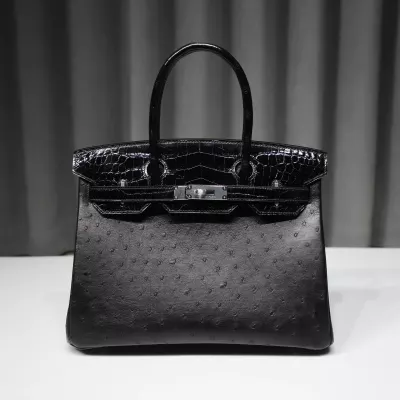 CK89 Nior Ostrich Birkin 30 Shiny Alligator Touch With Phw