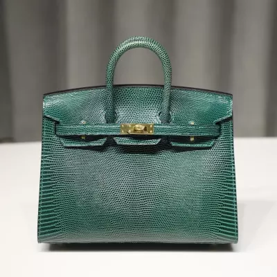 6O Vert Cypres Lizard Birkin 20 Sellier With PHW