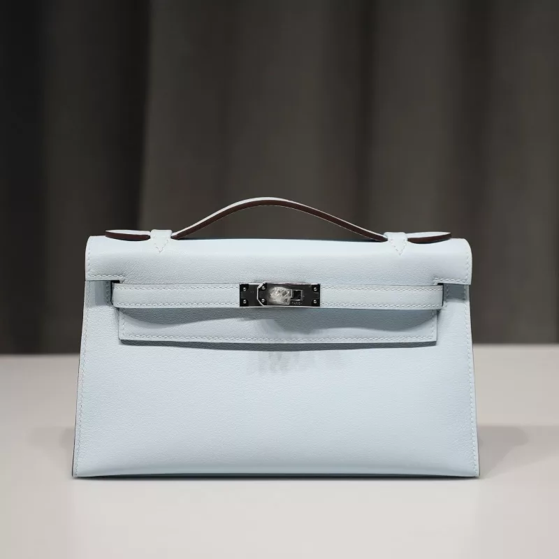 T0 Blue Brume Swift Kelly Pochette With PHW