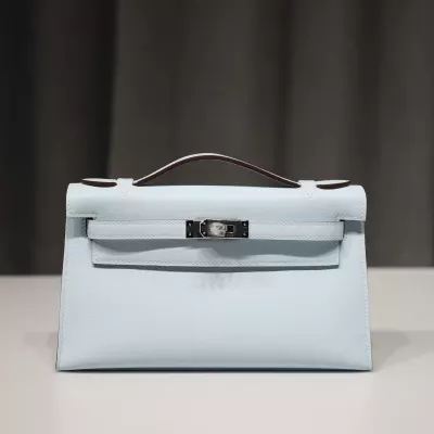 T0 Blue Brume Swift Kelly Pochette With PHW