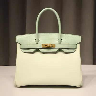 0S Vert Fizz swift &amp; Vert D Eau Matt alligator Touch Birkin&nbsp;30 with GHW
