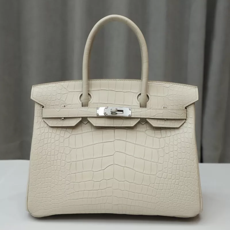 8L Beton Matt Alligator crocodile birkin 30 with phw
