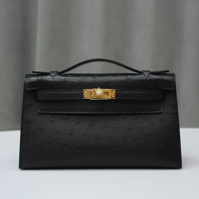 CK89 Nior ostrich kelly pochette with GHW