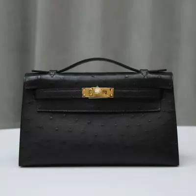 CK89 Nior ostrich kelly pochette with GHW