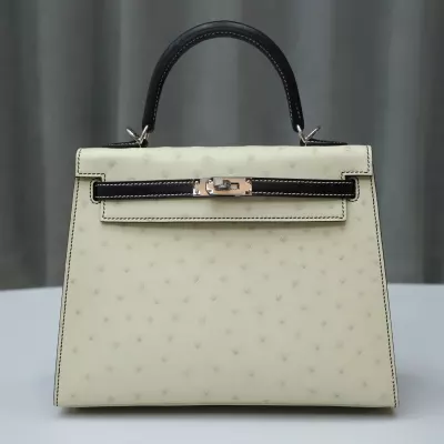 C10 craie and CK89 Nior ostrich kelly 25 With PHW