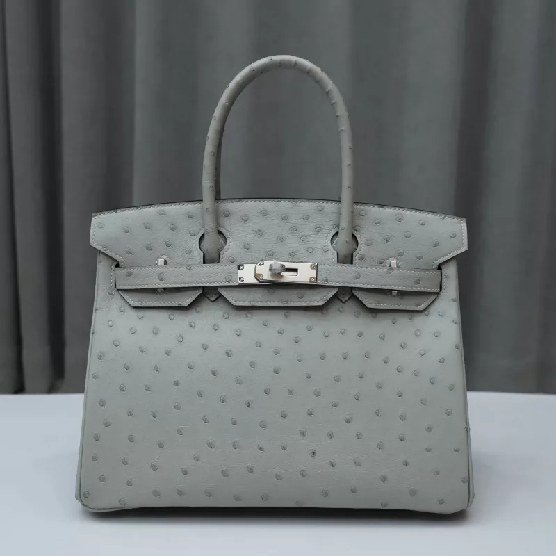 8U BIue GIacier Ostrich Birkin30 With Phw