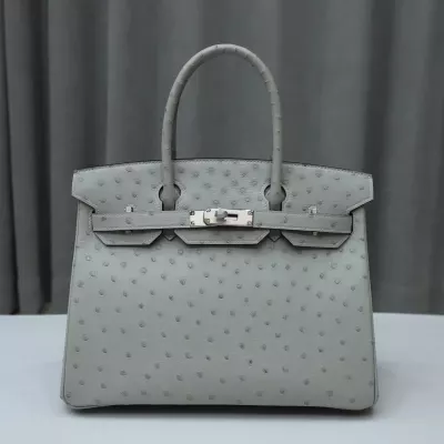 8U BIue GIacier Ostrich Birkin30 With Phw