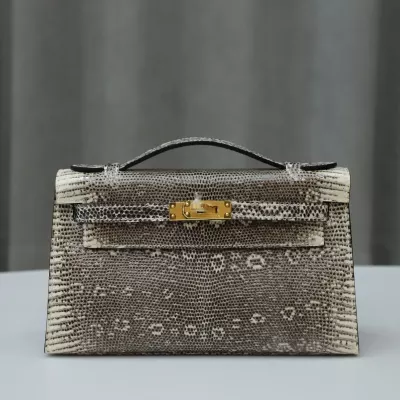 1B Ombre lizard kelly pochette with GHW