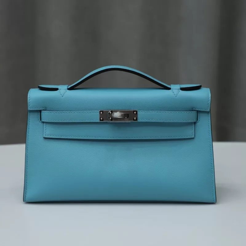 P3 bleu de nord Swift Kelly Pochette With Phw