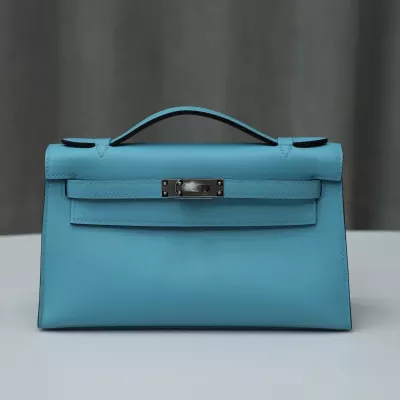 P3 bleu de nord Swift Kelly Pochette With Phw