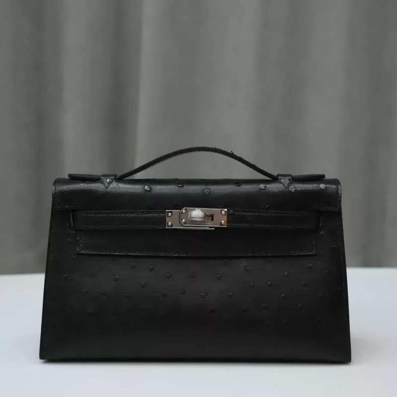 CK89 Nior ostrich kelly pochette with PHW